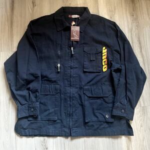 Vintage 90s JNCO Flamehead Navy Blue Utility Cargo Embroidered Jacket XL NWT